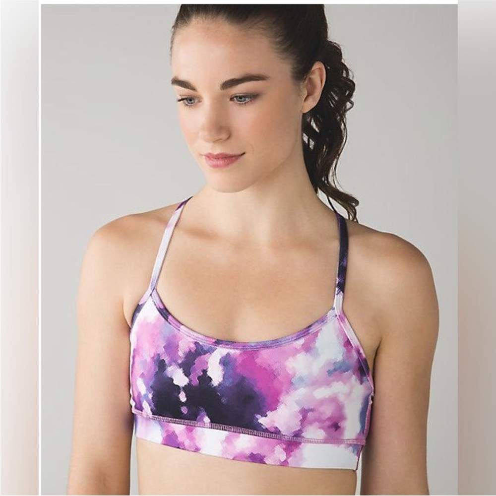 Lululemon Flow Y Bra IV in Blooming Pixie Multi / Vintage Pink Size 4